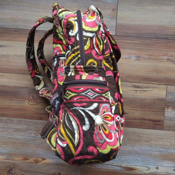Vera Bradley Backpack Pucinni Floral Paisley Pattern Brown, Pink, and Green - Picture 4 of 12